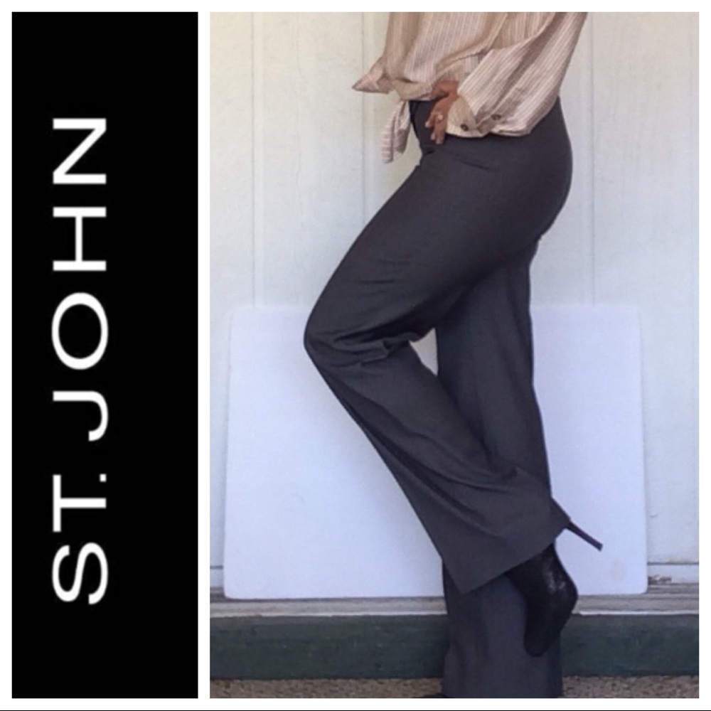 ST. JOHN GRAY WOOL DRESS PANTS SIZE 2
